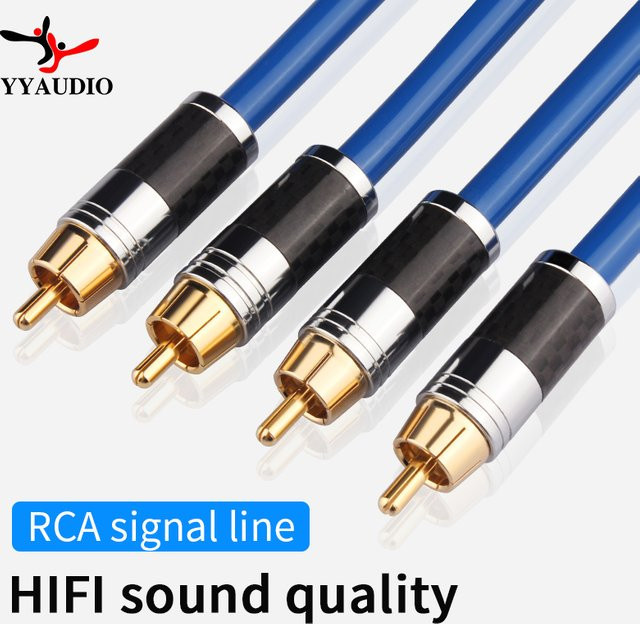 YYAUDIO Hi-Fi Dual RCA Audiokabel aus Einkristall-Kupfer, 2RCA zu 2RCA Signalkabel für Verstärker und Lautsprecher, Blau - Bild 1