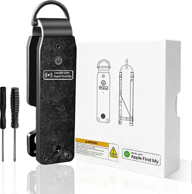 Schlanker Smart Keychain Tracker aus Kohlefaser in Schwarz, MFi-zertifiziert für Apple Find My, kratzfest mit austauschbarer Batterie - Bild 1