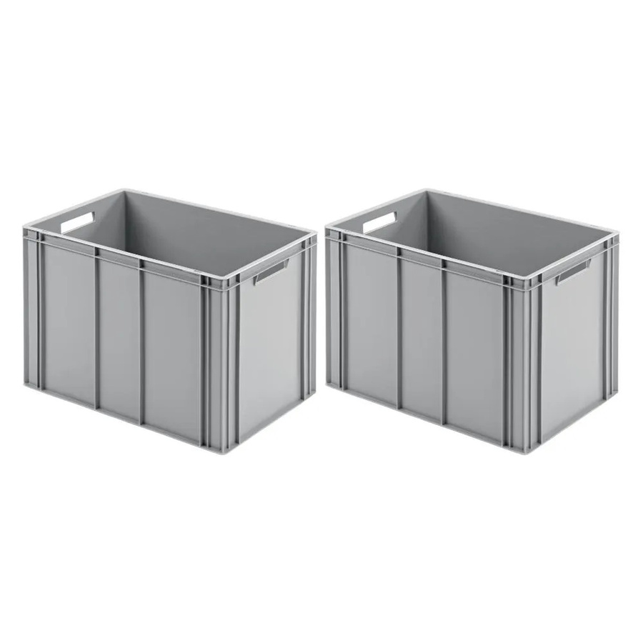 PROREGAL SuperSparSet 2x Eurobehälter mit offenem Griff in Grau, H x B x T: 42 x 40 x 60 cm, 70 Liter Transportboxen - Bild 2