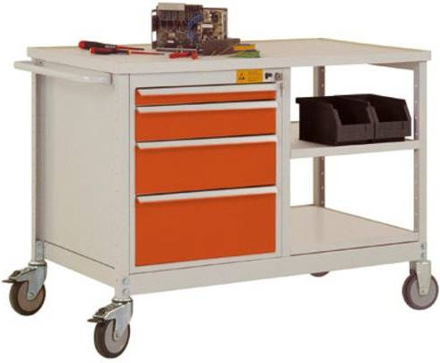 Manuflex LW1001.2001 Werkbank-Mobil aus Stahl in Orange (RAL 2001), B/T/H: 113,5 x 78,0 x 59,0 cm - Bild 1