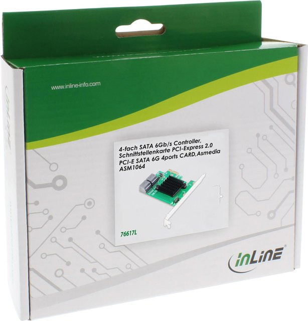InLine Schnittstellenkarte mit 4x SATA 6Gb/s Controller PCIe 2.0 (76617L) - Bild 1