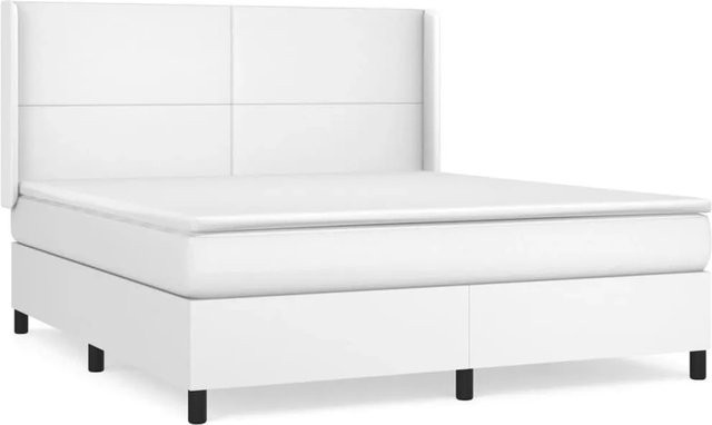 vidaXL Boxspringbett Hybrid mit Matratze und Taschenfederkern, Weiß, B/T/H: 160 x 200 x 118 cm - Bild 1