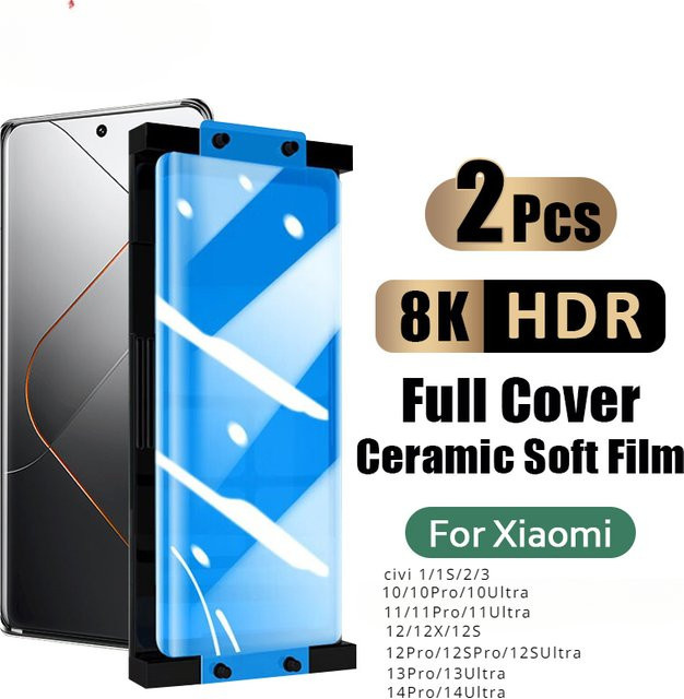 2er-Set Keramik Screen Protector für Xiaomi 14 13 12x 12s 12 11 10 Pro 10S Mi 14 Ultra Civi 3 2 1S Voll Gebogene Schutzhülle Transparent - Bild 1