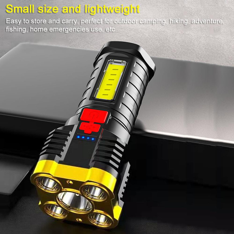 TOMTOP JMS LED-Taschenlampe mit USB-Ladefunktion und Seitenlicht, Silber - Bild 3
