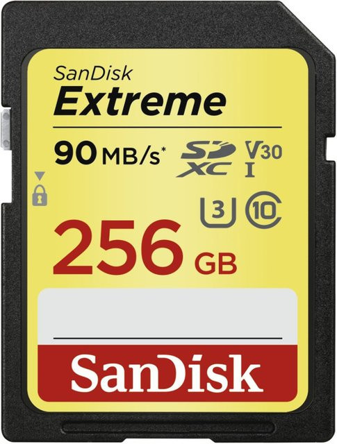SanDisk Extreme SDXC Speicherkarte 256GB mit Video Speed Class V30 in Gelb - Bild 1