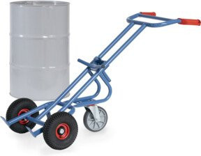 Fetra Fasskarre 206 L in Blau mit Stützrad und Luft-Bereifung, Tragkraft 300 kg - Bild 1