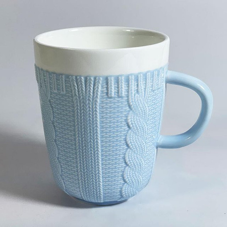Tranquil Homes Keramiktasse in Strickoptik Blau, 400 ml