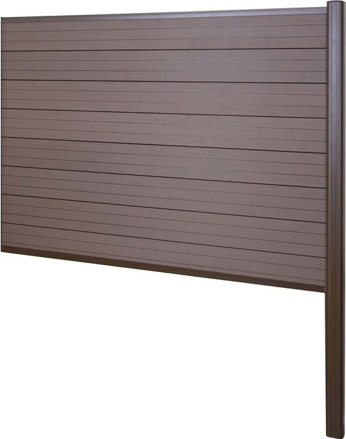 MCW WPC-Sichtschutz Savoie Erweiterungselement mit Alu-Pfosten zum Einbetonieren, braun, Höhe: 185 cm - Bild 1