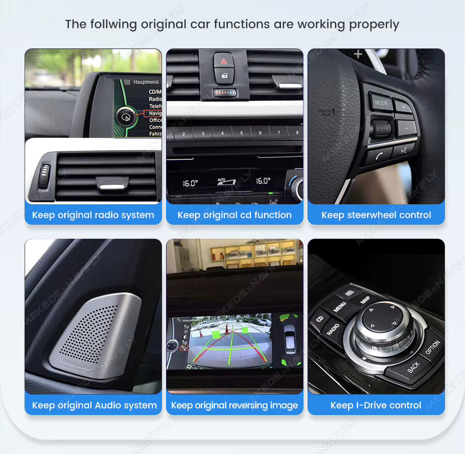 MEKEDE Linux Android Autoradio mit Wireless CarPlay für BMW 3er/5er Serie E90 E91 E92 E93 E60 E61 E63 CCC CIC Multimedia Navigationssystem in Schwarz mit GPS, 4G LTE und Dual Bluetooth - Bild 4