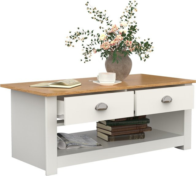 VCM Beistelltisch Balusa aus Holz im Retro Design mit Schublade, B/T/H: 104 x 50 x 42 cm - Bild 1