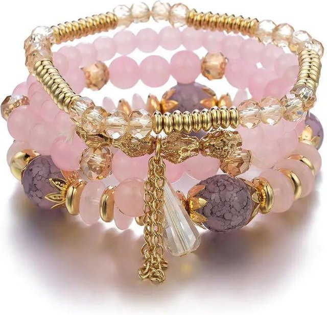 YIRAN Perlenarmband Set, Glasperlen, Weiß, Zinnlegierung, Unisex - Bild 1