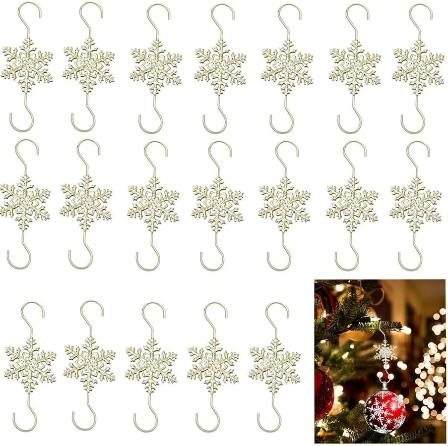 Silbernes Schneeflocken Ornament aus Metall als hängender Weihnachtsbaum-Haken zur festlichen Dekoration - Bild 2