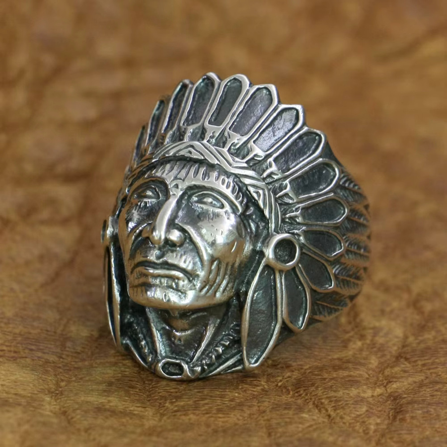 LINSION Ring 925 Silber, Punk, Indian Chief - Bild 2