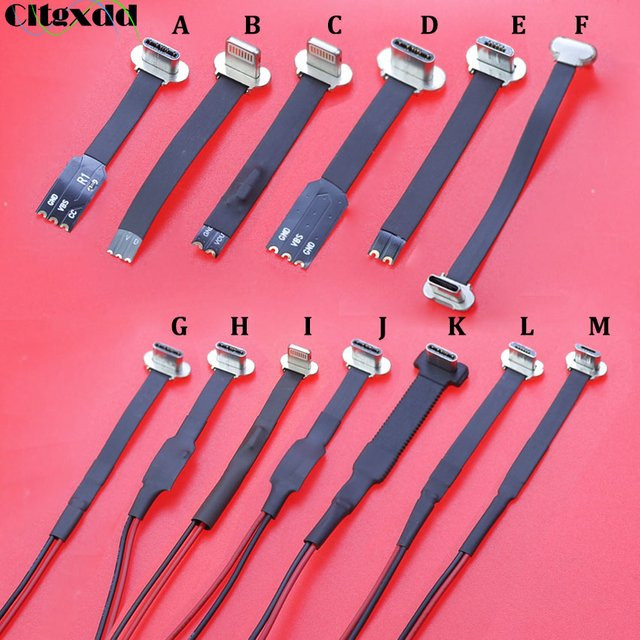 Flexibles FPC-Flachbandkabel mit Micro-USB und USB-C Stecker, 2-polig oder 3-polig mit Widerstand R1, Schwarz - Bild 1