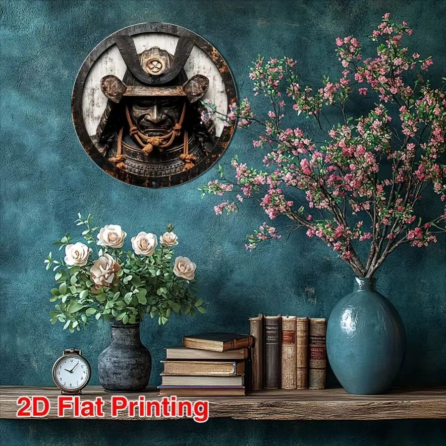 HELLOYOUNG Vintage Japanisches Samurai Metallkranzschild aus Aluminium in Multicolor als Wandkunst für deine Küche oder Kaffeeecke, Durchmesser: 20 cm - Bild 5