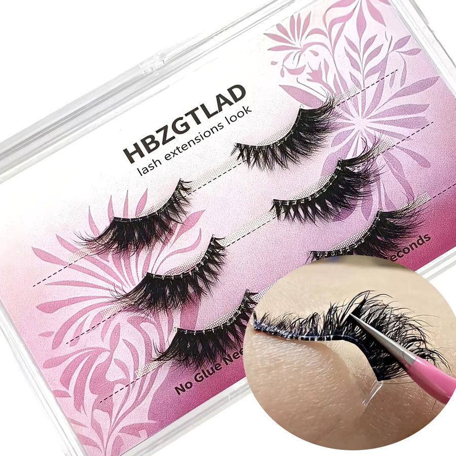AMSDCN Selbstklebende Wimpern, 3 Paar, Faux-Nerz-Wimpern, Natürlicher Look - Bild 2