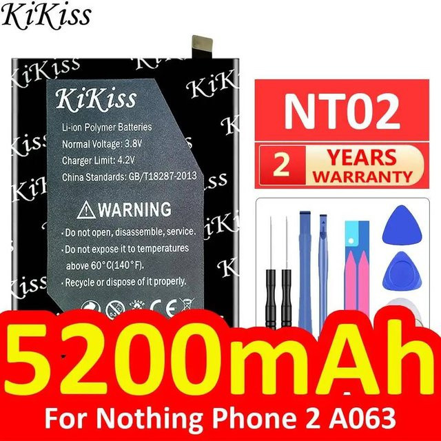 Nothing NT02 Handy-Akku mit 5200mAh in Schwarz für Nothing Phone 2 A063 - Bild 1
