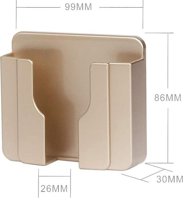 KONNWEI Wandmontierter Handy- und Fernbedienungshalter Organizer in Braun und Gold - Bild 1