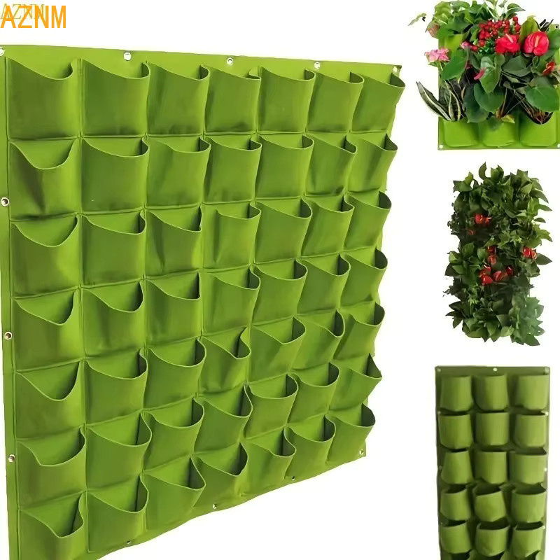 Multifunktionaler vertikaler Garten-Pflanzbeutel mit 18 Taschen in Grün, platzsparender Wandmontage für Innen- und Außenbepflanzung, B/H/T: 100 x 50 x 15 cm - Bild 8