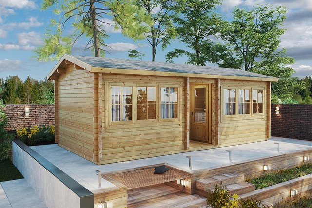 Holzhaus Granada mit 2 Räumen und Toilette, Maße: 7 x 4 m - Bild 1