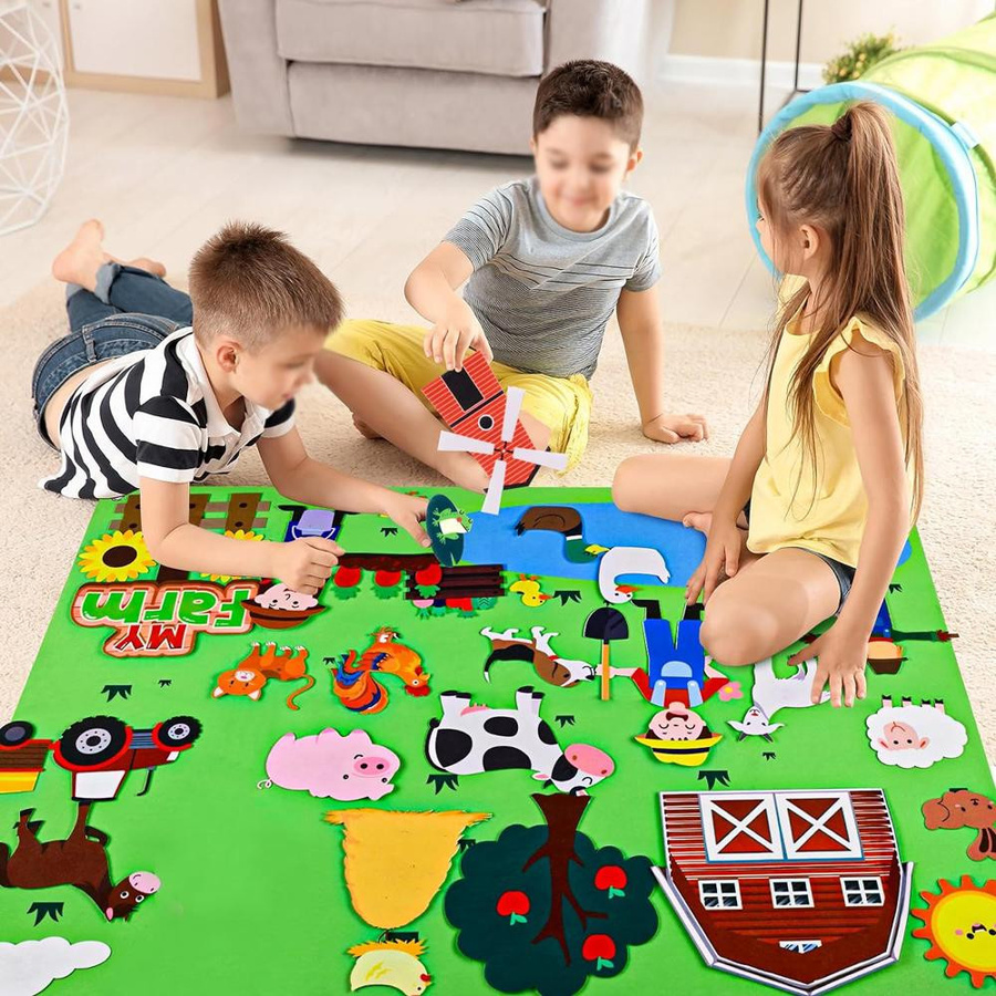 TOMTOP JMS Bauernhof Tiere Filz Geschichte Board Set bunt - Bild 3