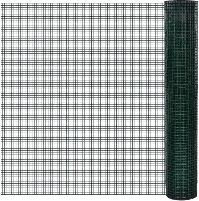 vidaXL Drahtzaun für Hühner aus verzinktem Stahl mit PVC-Beschichtung, Farbe: Grün, B: 1 m, H: 25 cm - Bild 1