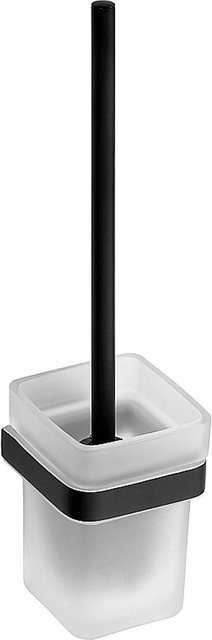 Brillantbad BERO WC-Bürstengarnitur mit Glasbehälter aus Messing und Glas in Schwarz und Transparent, Wandmontage, B/T/H: 9,3 x 38,5 x 12,7 cm - Bild 1