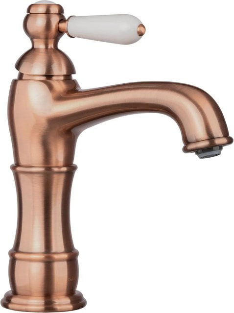 PaulGurkes Wasserhahn Nostalgie Einhandmischer für das Badezimmer in Rot Bronze Kupfer und Rose Gold aus Messing - Bild 1