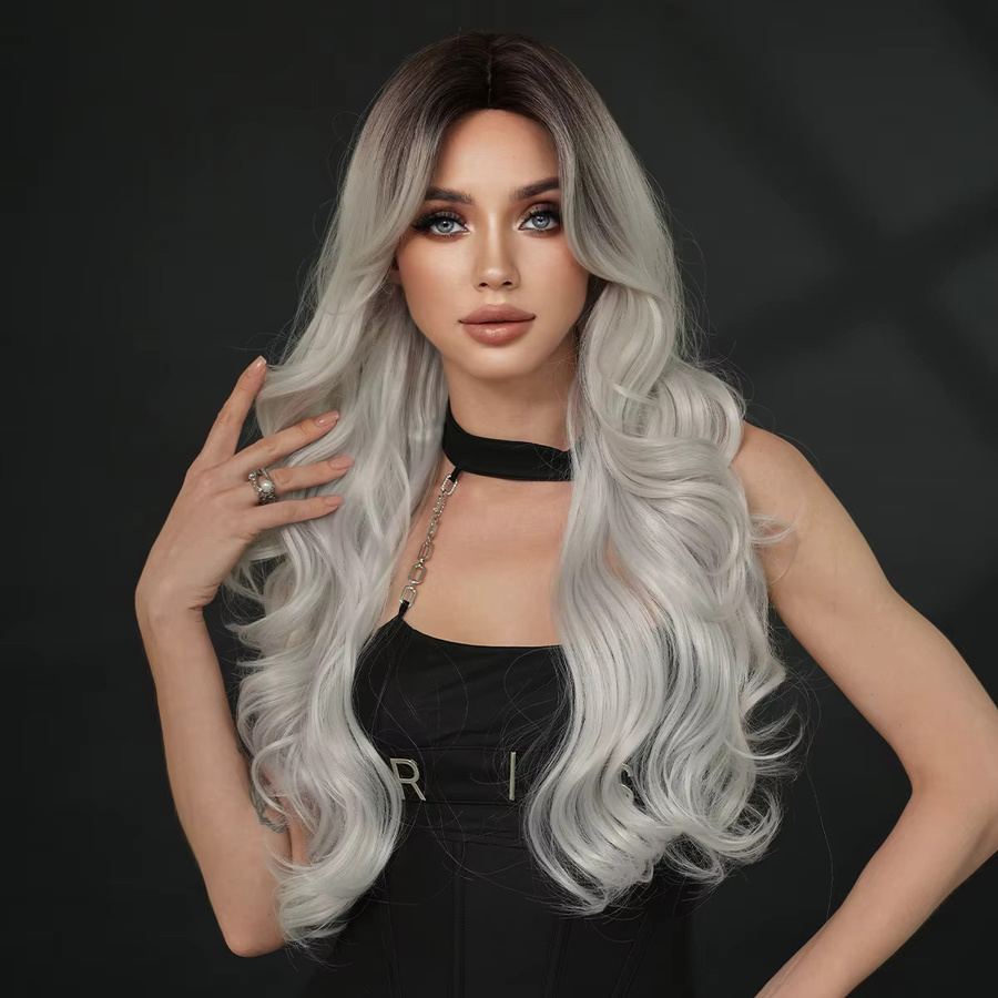 7JHH WIGS Perücke, Lange Wasserwellen, Aschsilber, Damen - Bild 2