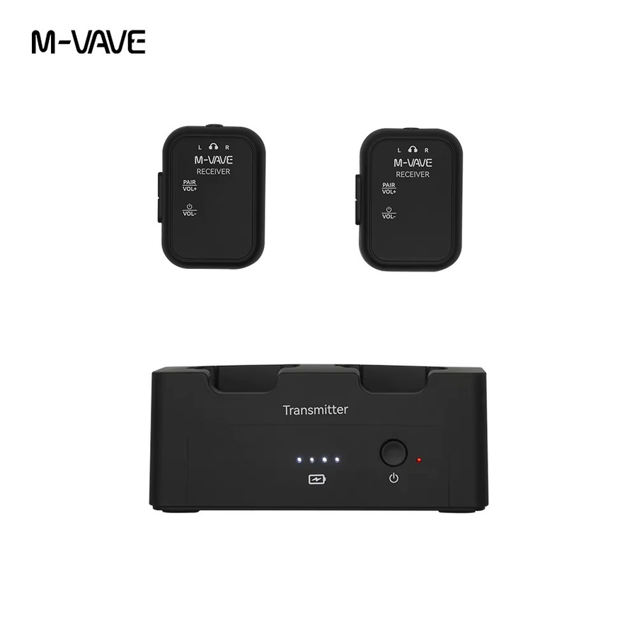 M-VAVE WP-12 Drahtloses Kopfhörerüberwachungssystem in Schwarz mit High-Fidelity Mono- und Stereo-Kanal-Transceiver und geringer Latenz - Bild 2