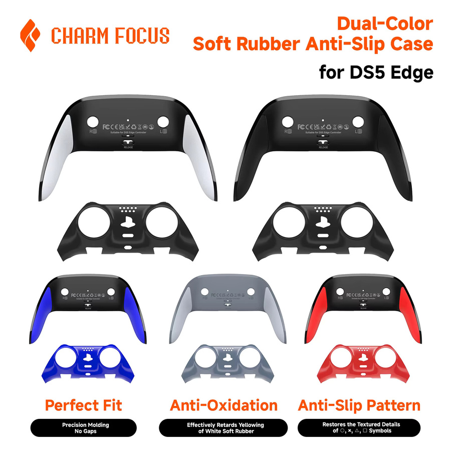 KD.FLY Mehrfarbige Ersatz-Rückabdeckung für PS5 Edge Gamepad, Rutschfester Controller-Schutz in Blau und Multicolour - Bild 2