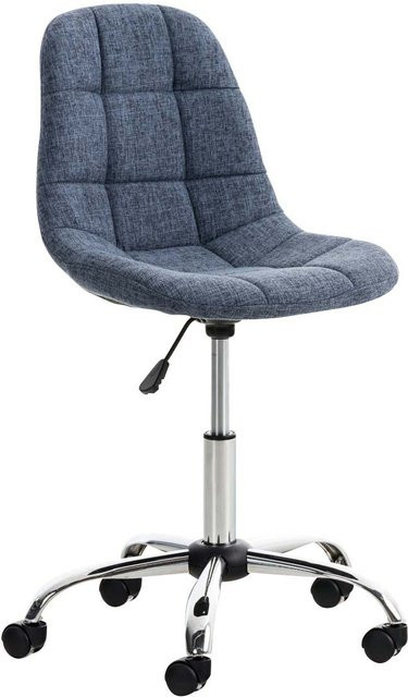 TPFLiving Bürostuhl Emily in Blau aus Stoff und Kunstleder mit Rollen und Schwenkfunktion für dein Home-Office - Bild 1
