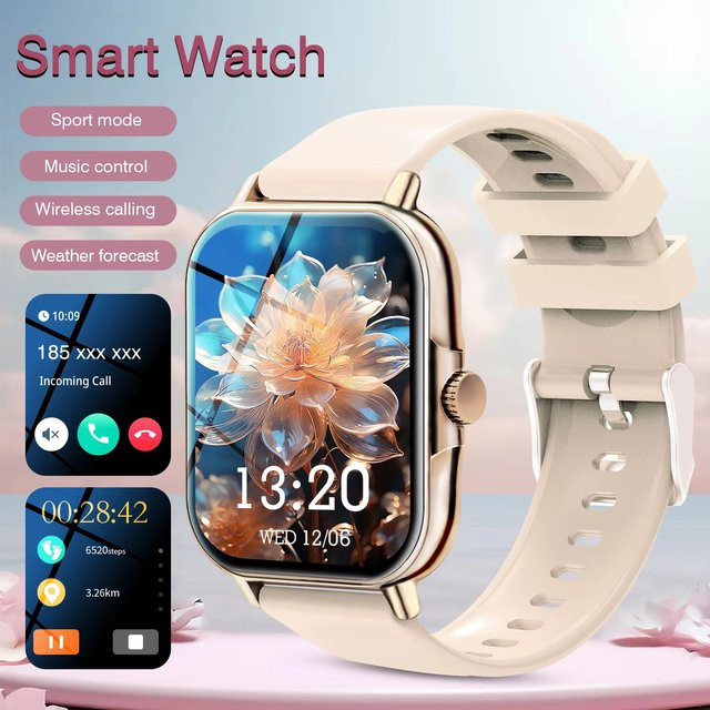 LAXASFIT Smartwatch mit Bluetooth, Anruffunktion, Nachrichtenerinnerung und Schlafmonitor in Schwarz für Damen und Herren - Bild 1