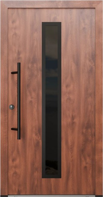 FM Türen Innen Tür AS68 Modell 21 mit Glaseinsatz in Nussbaum Braun, Ausführung Links, B: 100 cm, H: 200 cm, inklusive Beschläge Set - Bild 1