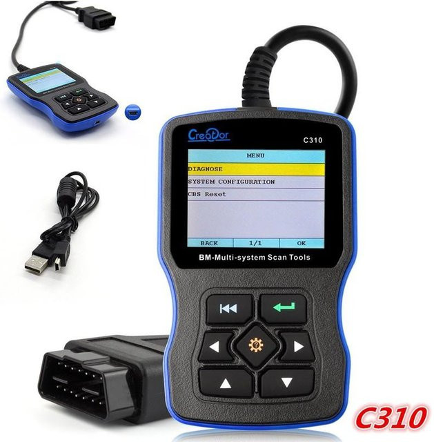 C310 V5.5 OBDII Multi-System Scan Tool Motorfehlercode-Leser für BMW und MINI, unterstützt Getriebe, ABS, Airbag, EPS und Wegfahrsperre, Schwarz - Bild 1