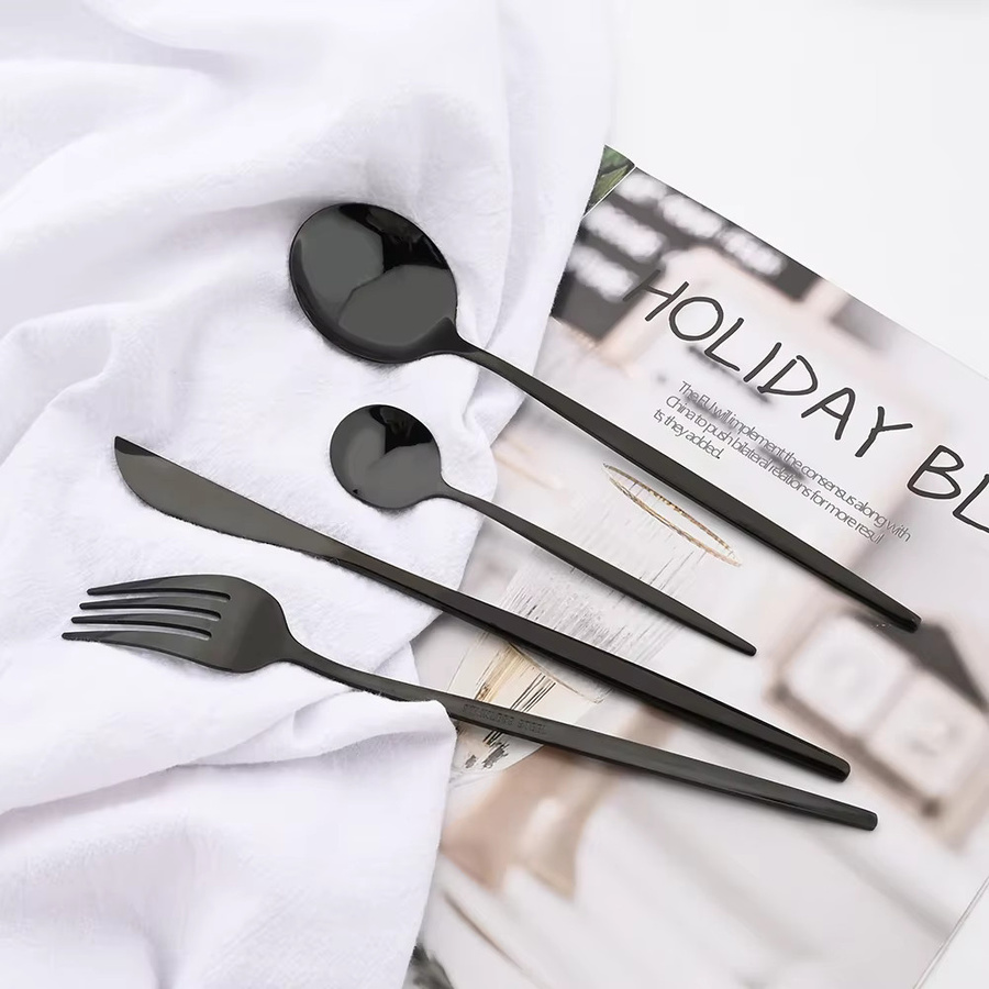 Uniturcky Besteckset aus Edelstahl in Schwarz Matt mit Messer, Gabel und Teelöffel - Bild 4
