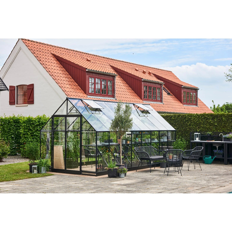 Halls Gewächshaus Qube+ QUBE 8 in Schwarz mit Sicherheitsglas und Aluminiumrahmen für die Pflanzenzucht im Garten - Bild 2