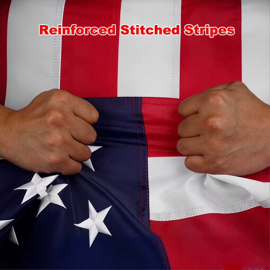 Hochwertige bestickte US-Flagge USA mit Messingösen, rot-weiß-blau, B/H: 91,44 x 152,4 cm - Bild 4