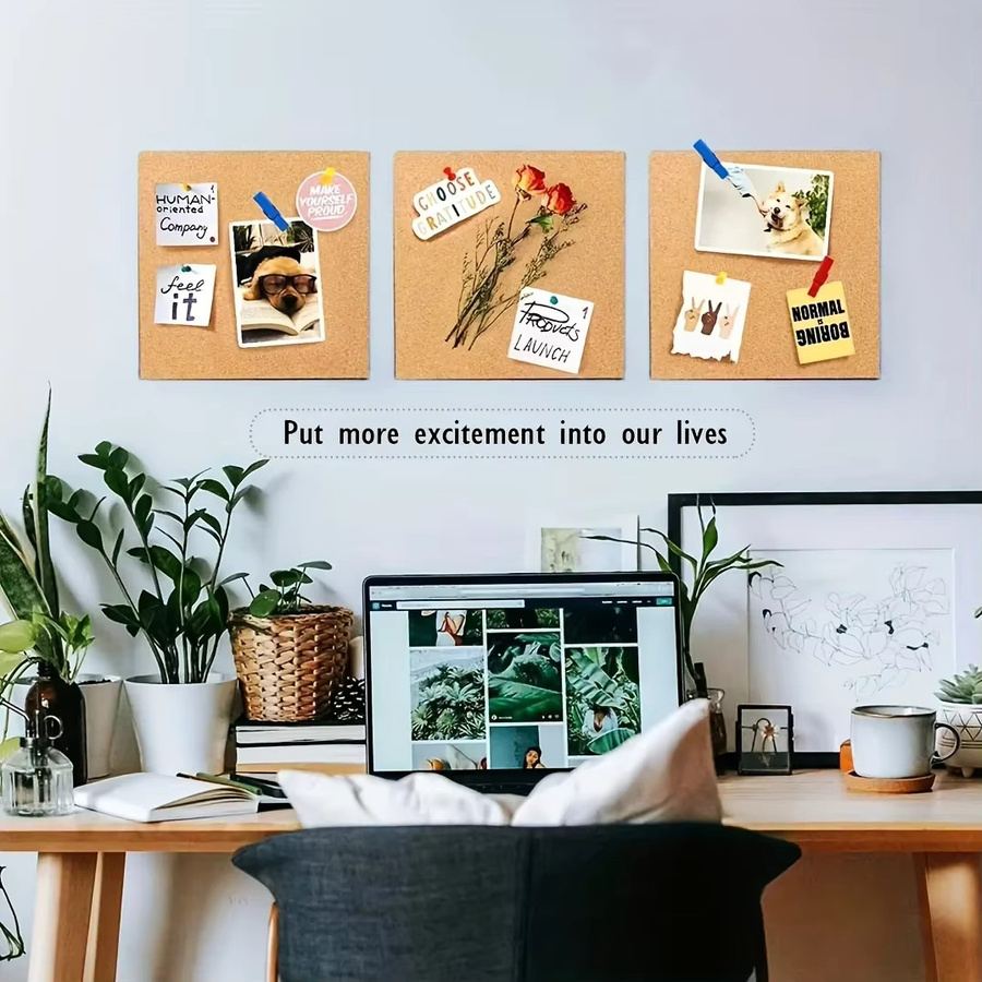 Selbstklebende Korktafel in Braun, quadratische rahmenlose Fotowand und Hinweistafel für dein Heim oder Büro, Breite: 30 cm, Höhe: 30 cm, Tiefe: 1 cm - Bild 4