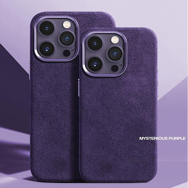 Luxuriöse Wildleder-Schutzhülle für Apple iPhone 13 Pro, magnetisch und MagSafe-kompatibel, Violett - Bild 1