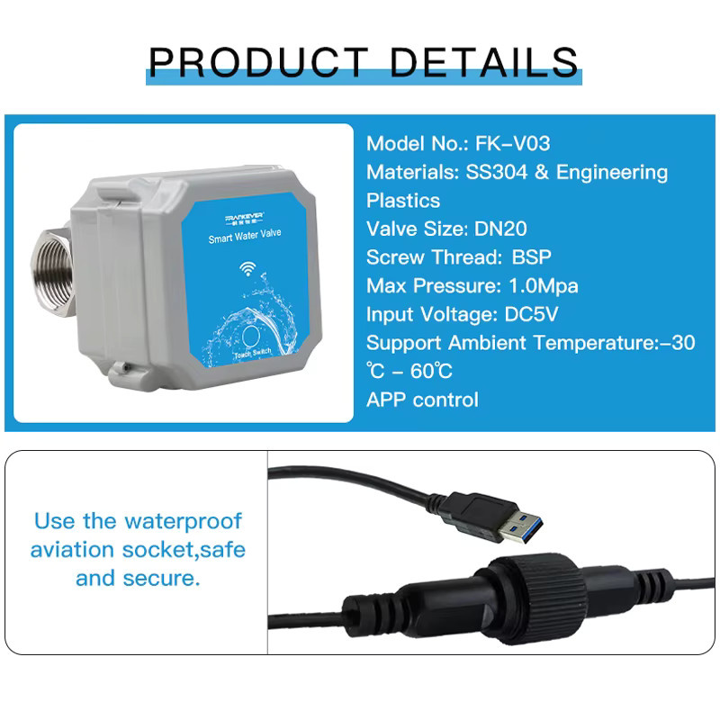 Tuya Intelligentes Wasser-Kugelventil mit Abschaltfunktion von 0% bis 100% für Gartenwasserhahn-Automatisierung via Zigbee oder WLAN in Weiß - Bild 5