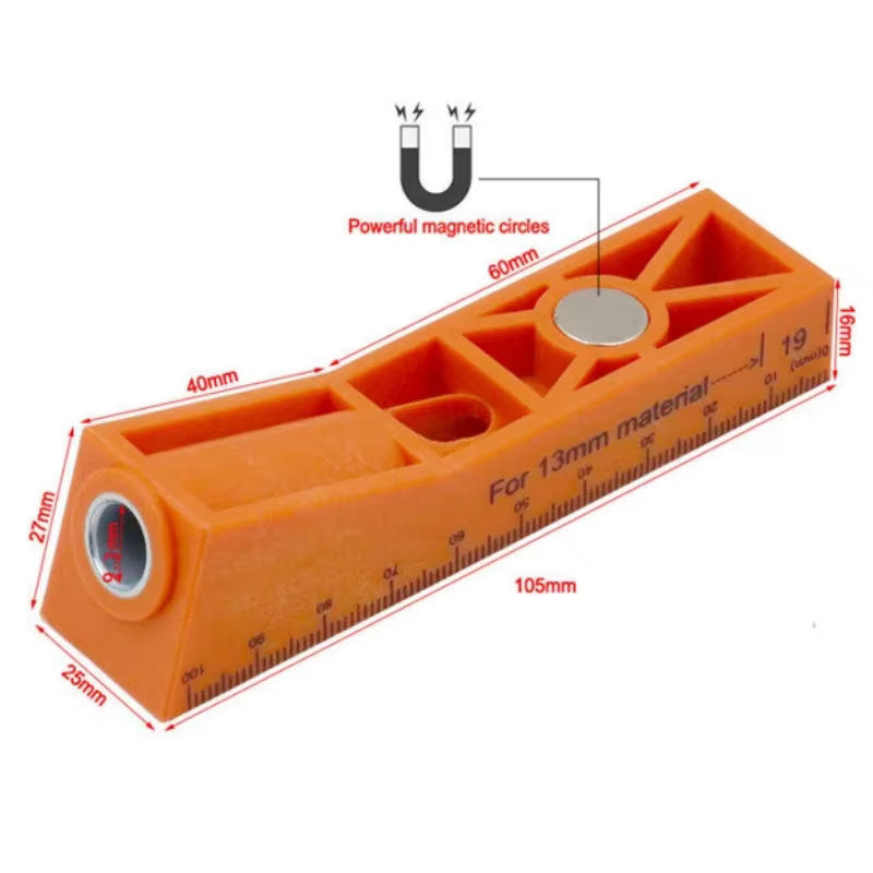 Wnew Taschenloch-Bohrvorrichtung in Orange als Schrägloch-Bohrführung für Holzbearbeitung und Möbelverbindungen - Bild 2