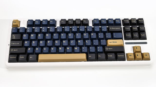 KBDiy Cherry Profile GMK Blue Samurai Tastenkappen in Blau, Double Shot PBT für mechanische Tastaturen (ISO, 60/64/75/108 Tasten) - Bild 1