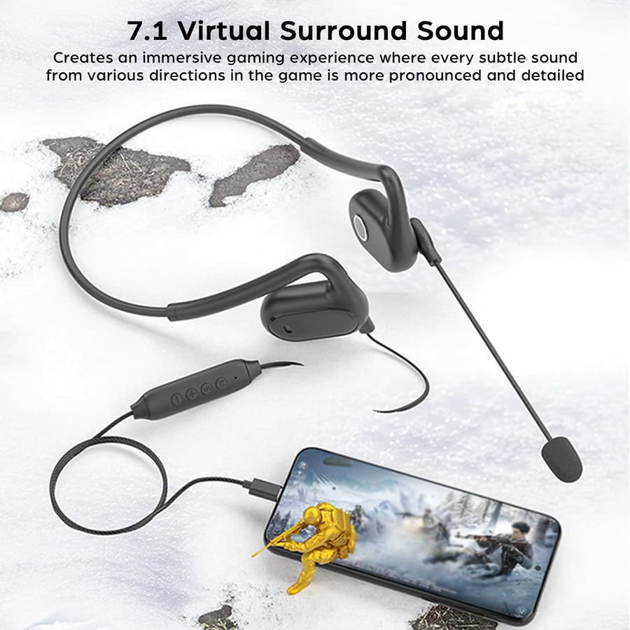 JINSERTA Open-Ear-Kopfhörer Typ C mit Luftleitung, HiFi-Sound und DSP-Rauschunterdrückung, Gaming-Headset mit Mikrofon in Schwarz - Bild 2