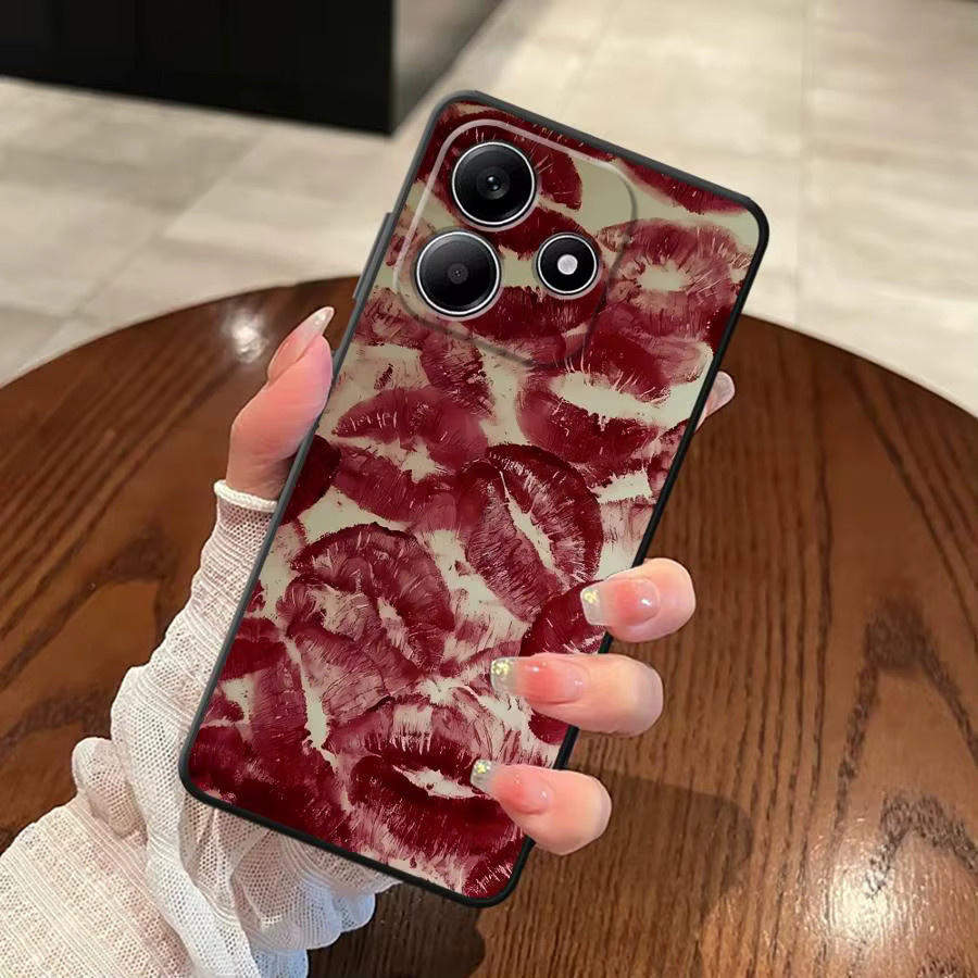 Weiche Handyhülle mit Lippen-Print für Xiaomi Redmi Note Serie in Schwarz - Bild 3
