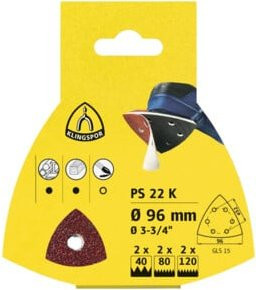 Klingspor PS 22 K Schleifscheiben kletthaftend, Korn 180, Durchmesser: 96 mm, gelb - Bild 1