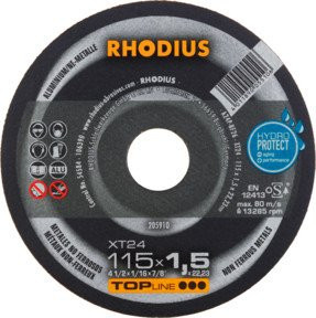 RHODIUS TOPline XT24 Extradünne Trennscheibe Schwarz, Durchmesser: 115 mm, Dicke: 1,5 mm, Bohrung: 22,23 mm - Bild 1