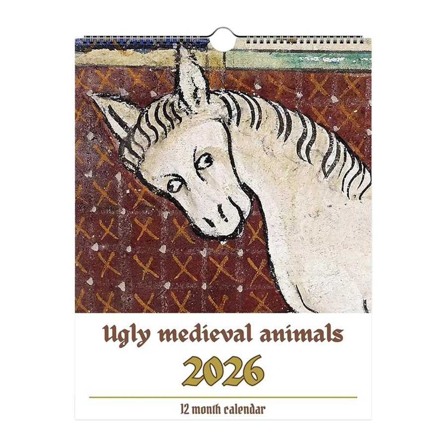 Mittelalterlicher Wandkalender 2026 mit Tiermotiven und Vintage-Illustrationen, Mehrfarbig, B x H: 29 x 21 cm - Bild 3