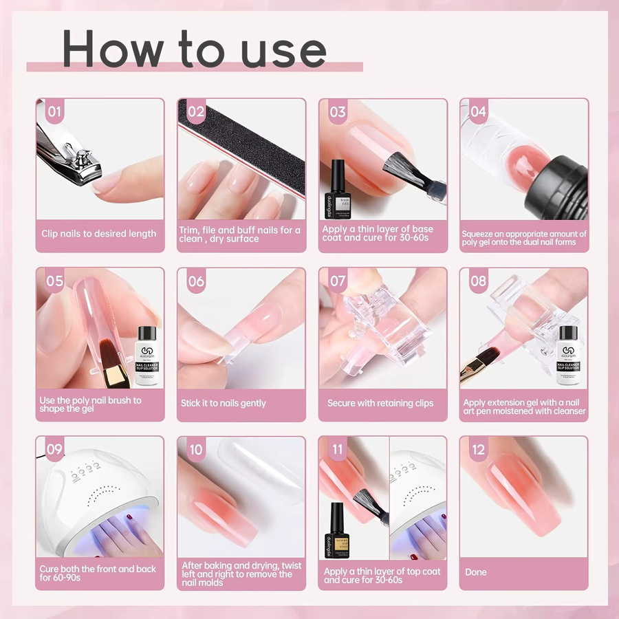 DUOLINGDAI Poly Gel Nagel-Set, 4 Farben, Glänzend - Bild 4