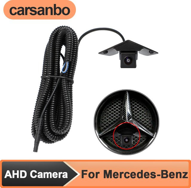 Carsanbo AHD Fahrzeug-Frontkamera mit Logo für Mercedes Benz Vito Viano A B C E GL SLK GLK Klasse in Schwarz mit Nachtsicht - Bild 1